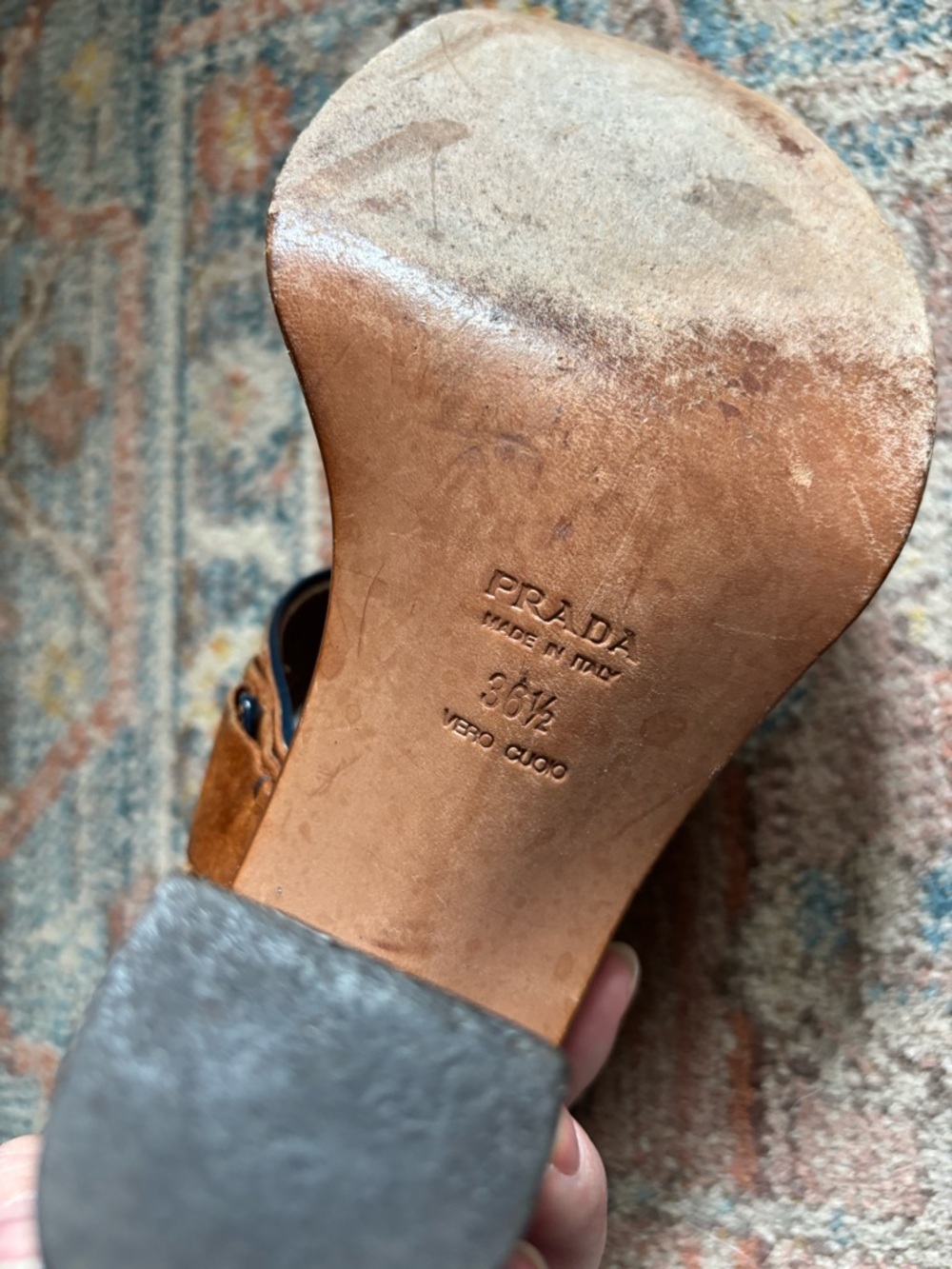 Prada suede sling back Block Heel Sandals size 6/6.5 - Picture 7 of 8
